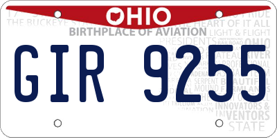 OH license plate GIR9255