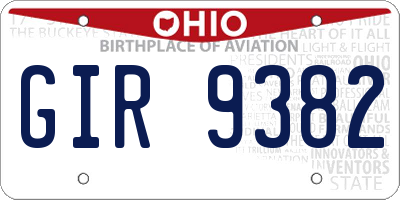OH license plate GIR9382