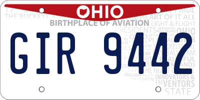 OH license plate GIR9442
