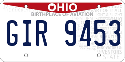 OH license plate GIR9453