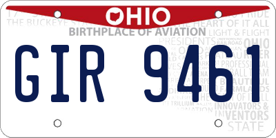 OH license plate GIR9461