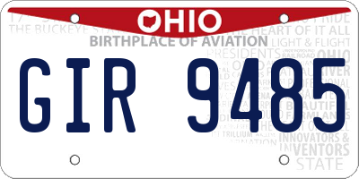 OH license plate GIR9485