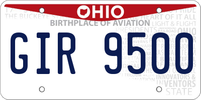 OH license plate GIR9500