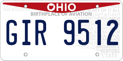 OH license plate GIR9512