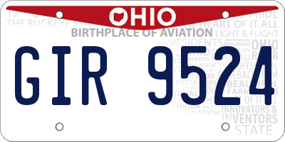 OH license plate GIR9524