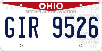 OH license plate GIR9526