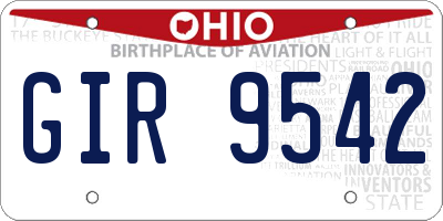 OH license plate GIR9542