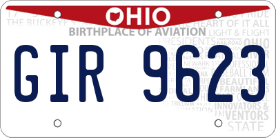 OH license plate GIR9623