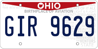 OH license plate GIR9629
