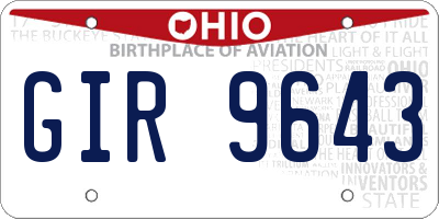OH license plate GIR9643