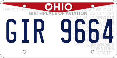 OH license plate GIR9664