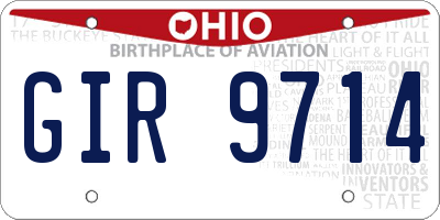 OH license plate GIR9714