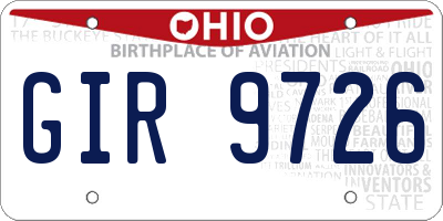 OH license plate GIR9726