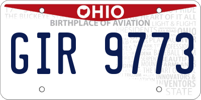 OH license plate GIR9773