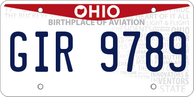 OH license plate GIR9789