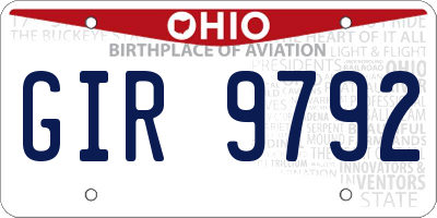 OH license plate GIR9792