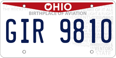 OH license plate GIR9810