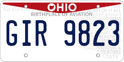 OH license plate GIR9823