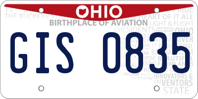 OH license plate GIS0835