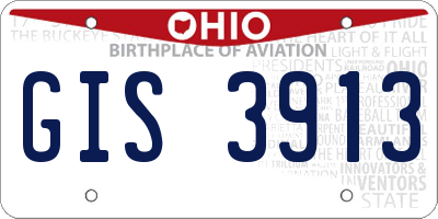 OH license plate GIS3913