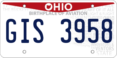 OH license plate GIS3958