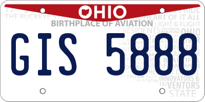 OH license plate GIS5888
