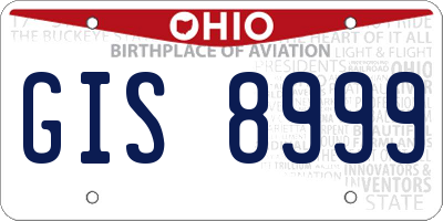 OH license plate GIS8999
