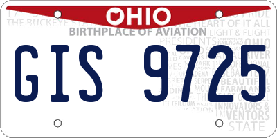 OH license plate GIS9725