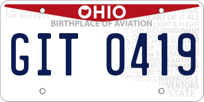 OH license plate GIT0419