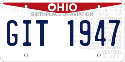 OH license plate GIT1947
