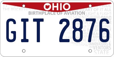 OH license plate GIT2876