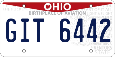 OH license plate GIT6442