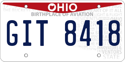 OH license plate GIT8418