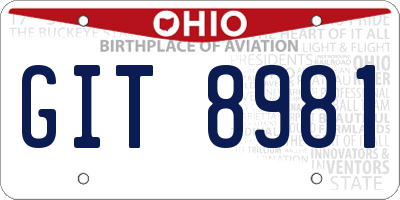 OH license plate GIT8981