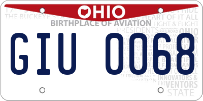 OH license plate GIU0068