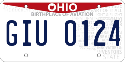 OH license plate GIU0124