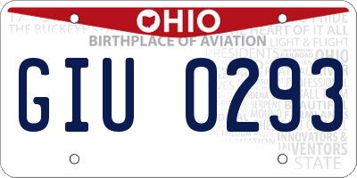 OH license plate GIU0293