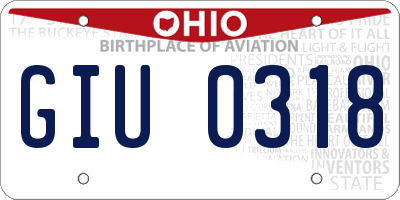 OH license plate GIU0318