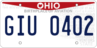 OH license plate GIU0402