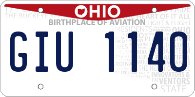 OH license plate GIU1140