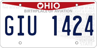 OH license plate GIU1424