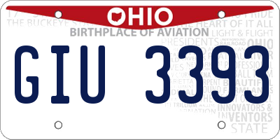 OH license plate GIU3393