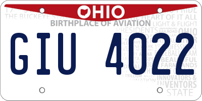 OH license plate GIU4022