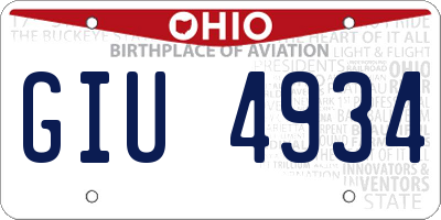 OH license plate GIU4934
