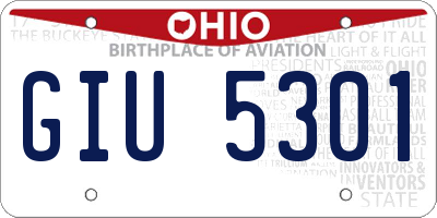 OH license plate GIU5301