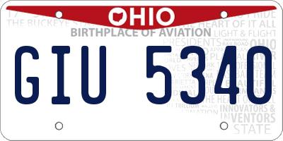 OH license plate GIU5340