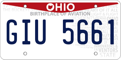OH license plate GIU5661