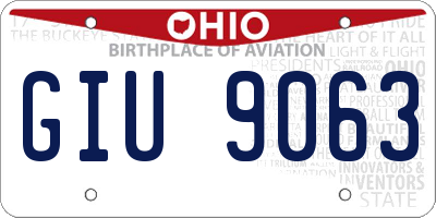 OH license plate GIU9063