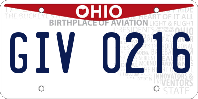 OH license plate GIV0216