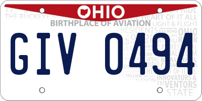 OH license plate GIV0494